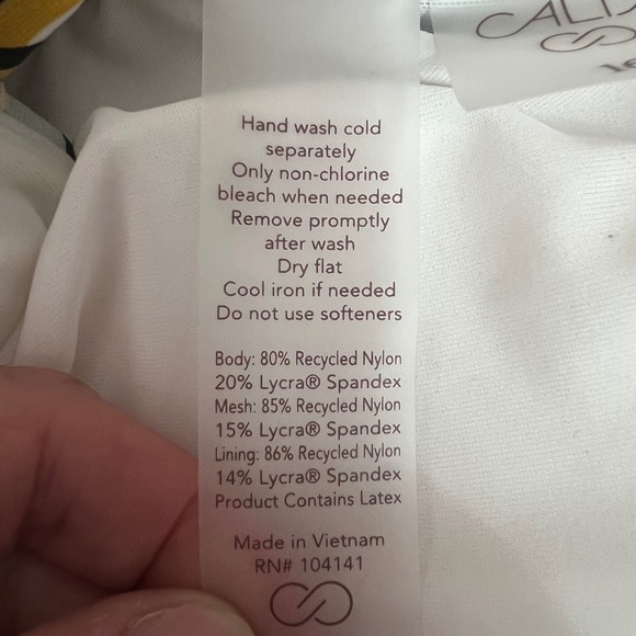 NWT Calia Shirred Cutout One Piece Swimsuit Tummy Control Multi Palm 16 - Picture 6 of 7